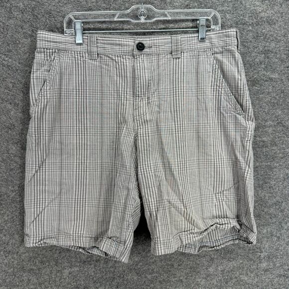 Columbia Shorts Men 36 Grya Plaid Mid Rise Chino Flat Front Cotton Lined Pockets - Picture 1 of 8